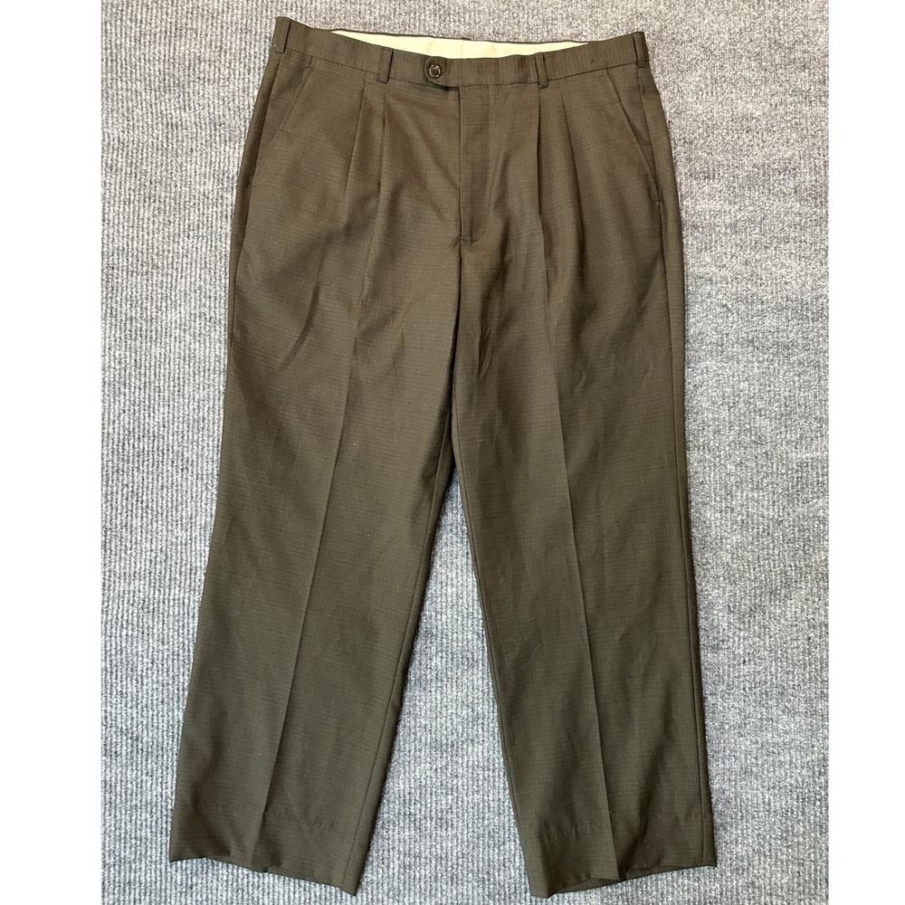 Unbranded Pleated‎ Dress Pants 39 Brown Textured Woven Made in Macedonia